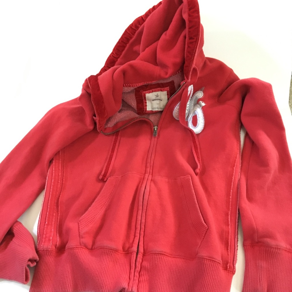 Aerie | Red Hoodie Zip-up Sweatshirt, Heavy weight sz Small